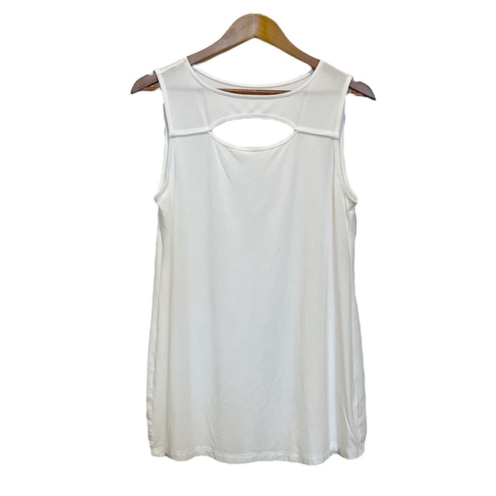 Soft Surroundings Women's Medium White Sleeveless Keyhole Tunic Top Shirt Modal